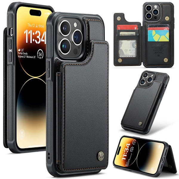 CASEME C22 iPhone 14 Pro Max Wallet Case RFID Blocking - Black