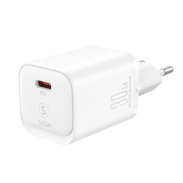 SiGN Single-Port Snabbladdare, 30W - Vit Svart