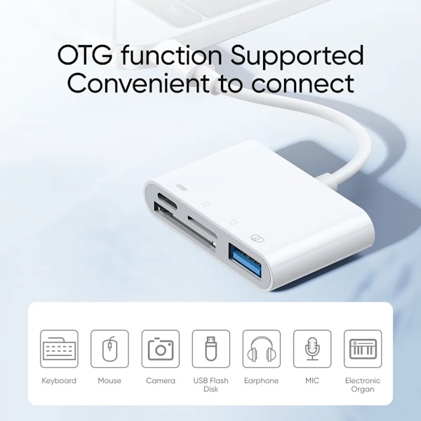 SiGN 4-i-1 Lightning till USB-A, SD/TF, Lightning - Vit