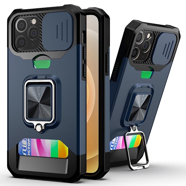 IPhone 12- 12 Pro case with card holder - Navy blue