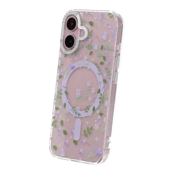 Blommigt Skal med Magsafe för iPhone 17 - Lavender