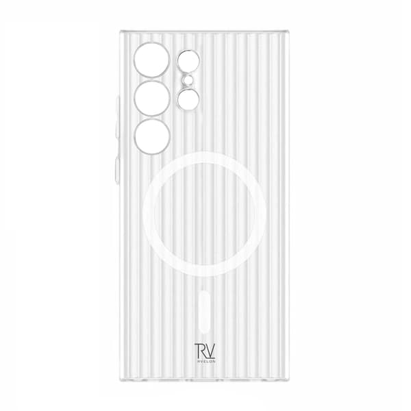Samsung Galaxy S23 Ultra Mobile Case Corrugated with Magnet Rvelon - White