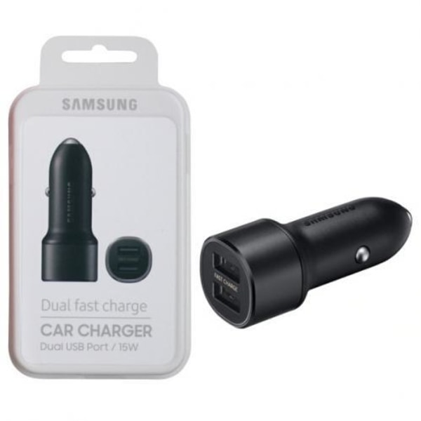 Original Samsung Fast Charge Billaddare 15W 2x USB - Svart