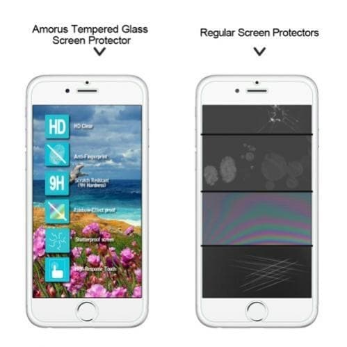 AMORUS for iPhone 7/8/SE 2 härdat skärmskydd 2.5D Arc Edge Svart