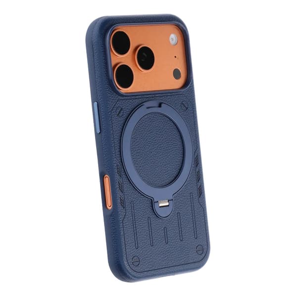 Mobilskal Mecha-stil med Roterbart Stativ till iPhone 17 Pro och 18 Pro - Blå
