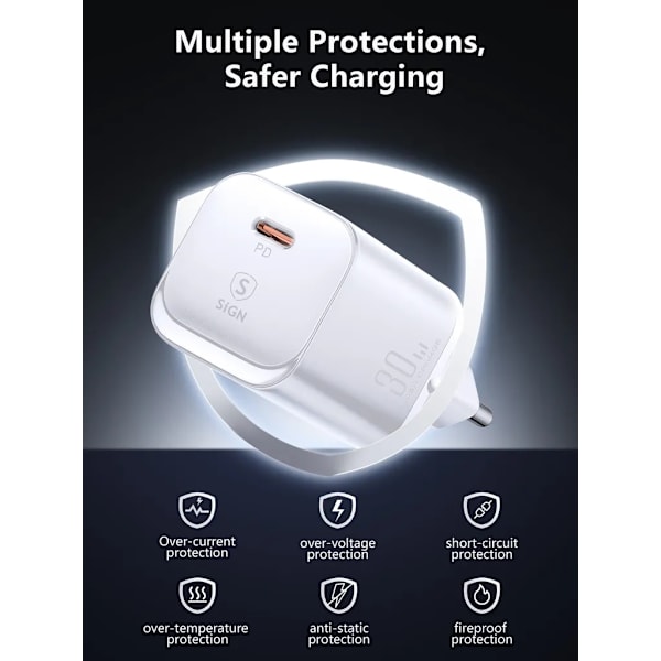 SiGN Single-Port Snabbladdare, 30W - Vit