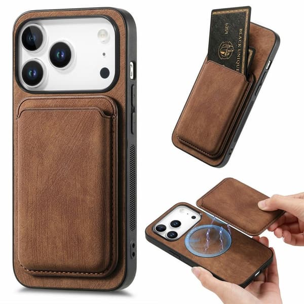 iPhone 18 Pro/17 Pro Magsafe Case with Removable Wallet - Brown