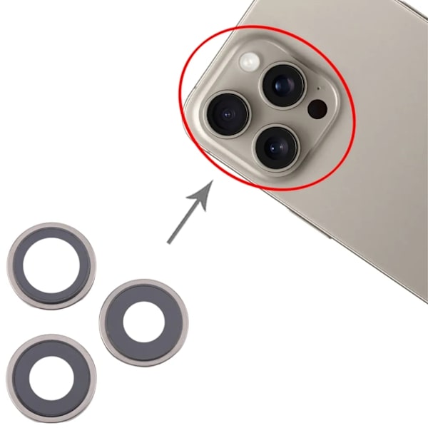 iPhone 16 Pro Max Kameralinsskydd, 3-pack Titanium - Original