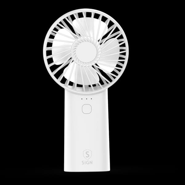 SiGN Portable Mini USB Hand Fan with Lamp - White