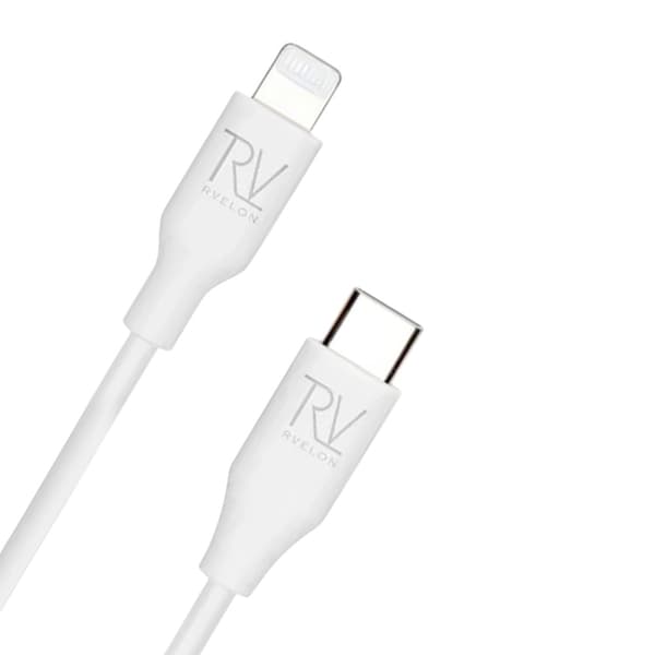 Rvelon iPhone-kabel USB C till Lighnting MFi Silikon Rvelon 1M Vit