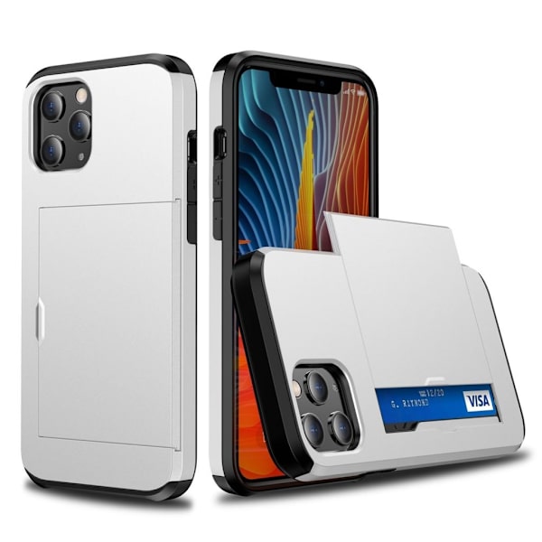 iPhone 12 Pro case with slide card holder - White