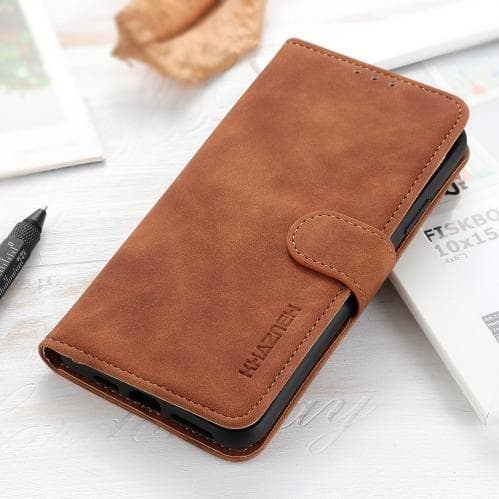 KHAZNEH Retro Plånboksfodral för iPhone 12 Pro Max - Brun Svart