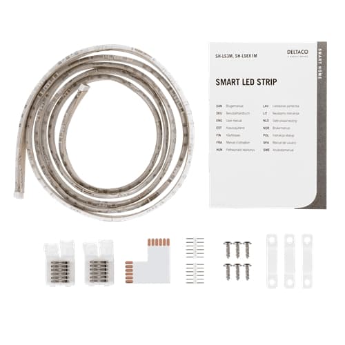 Deltaco Smart Home LED-list förlängning, 1m, RGB, 2700K-6500K - Vit Svart
