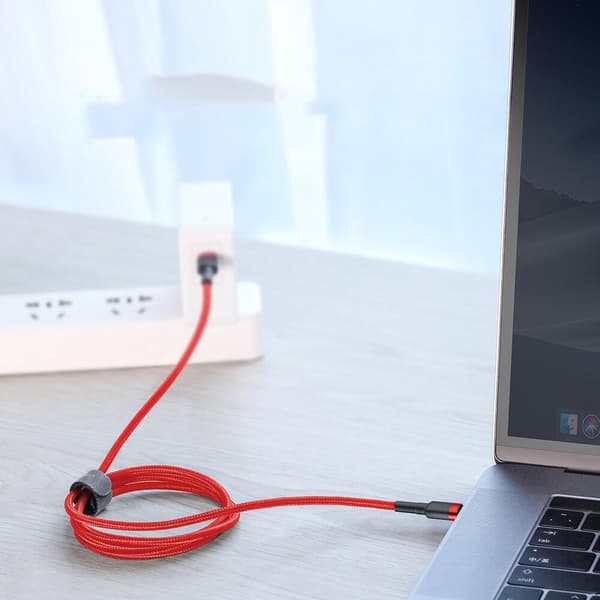 SiGN Cafule USB-C till USB-C, QC 3.0, USB-C PD, 3A, 2 m - Röd/Svart Svart