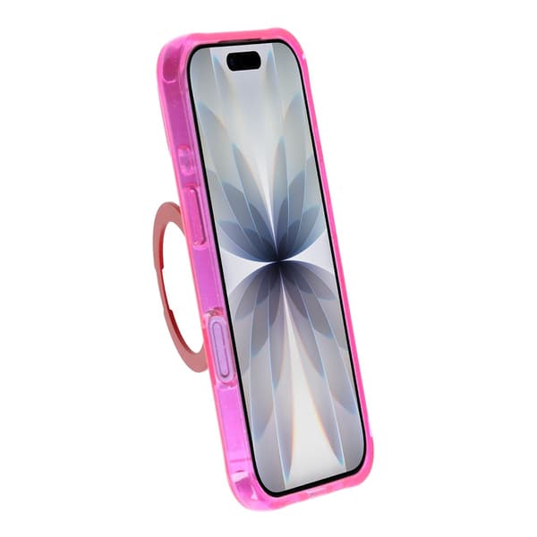 Magic Crystal Airbag Shockproof Magnetic Case with 360° Rotating Stand For iPhone 17 Rose Red