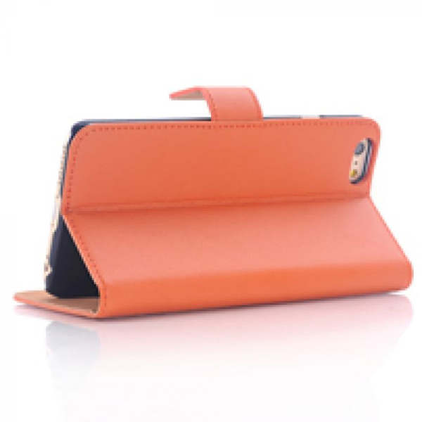 iPhone 6 Plus/6s Plus Flip Stand Läder Plånboksfodral - Orange