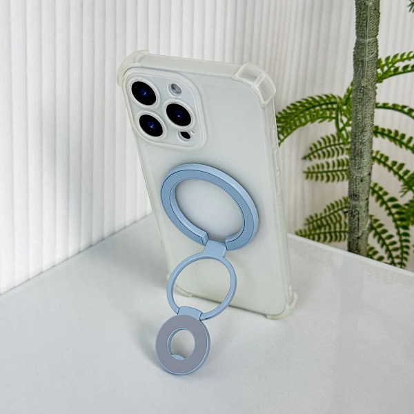 Foldable Double Magnetic Phone Ring Holder Blue