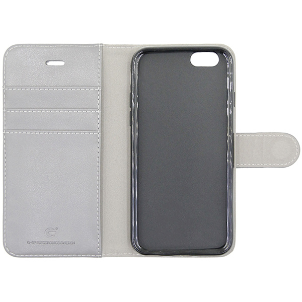 iPhone 6 och iPhone 6S Plånboksfodral Läder med Stativ - Grå