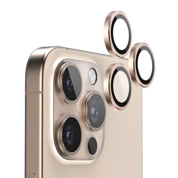 iPhone 16 Pro and 16 Pro Max Camera Lens with Metal Frame - Gold