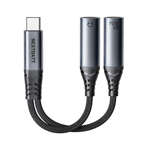 NEXTBATT 2-in-1 Audio Adapter USB-C to Dual USB-C Cable - Black