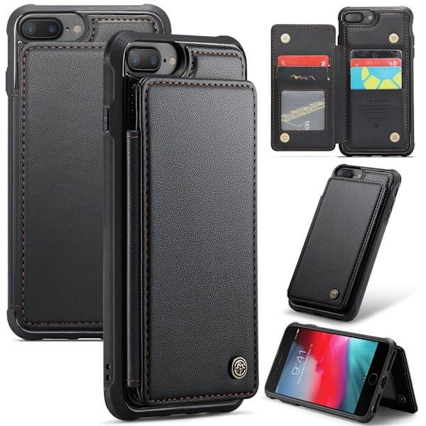 CASEME iPhone 6 Plus/6s Plus/7 Plus/8 Plus Case with 5 Card slots - Black