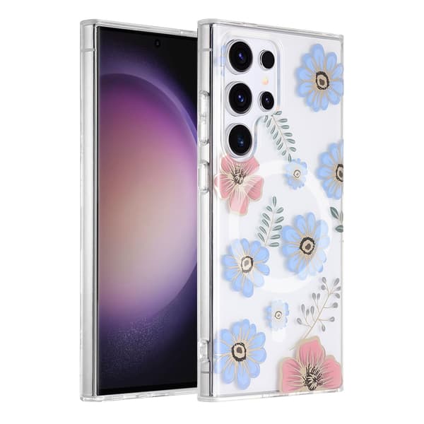 Case Magnet for Samsung Galaxy S23 Ultra - Flowers Red-blue