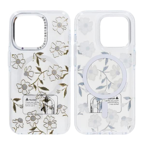 Case Magsafe for iPhone 16 Pro - Transparent flowers and twigs