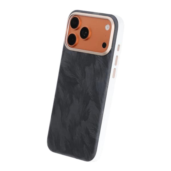 Plume Textured Vegan-Leather Magnetic Case For iPhone 17 Pro/18 Pro Black
