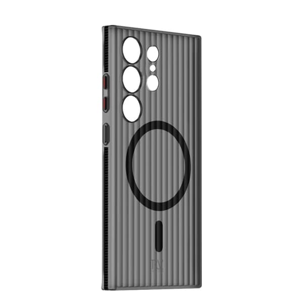 Samsung Galaxy S23 Ultra Mobile Case Corrugated with Magnet Rvelon - Grey