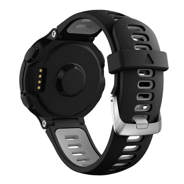 Garmin Forerunner 735XT/220/230/235/620/630 Silicone Watch Strap - Black/Grey