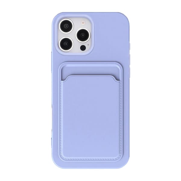 iPhone 16 Pro Max Silicone Phone Case with Card Holder - Purple