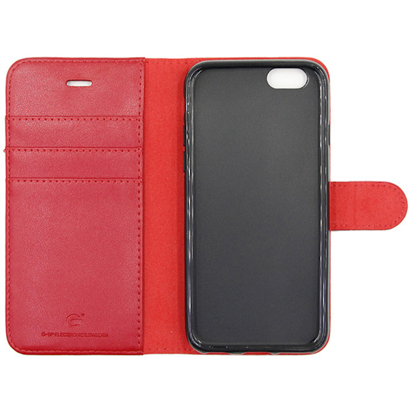 iPhone 6/6S Plånboksfodral Läder med Stativ - Röd