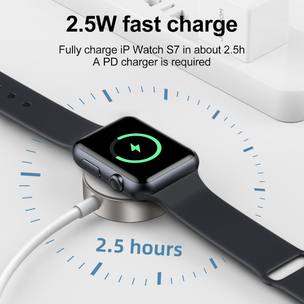 SiGN Magnetisk USB-C Laddare för Apple Watch, 2.5W, 1.2m - Vit