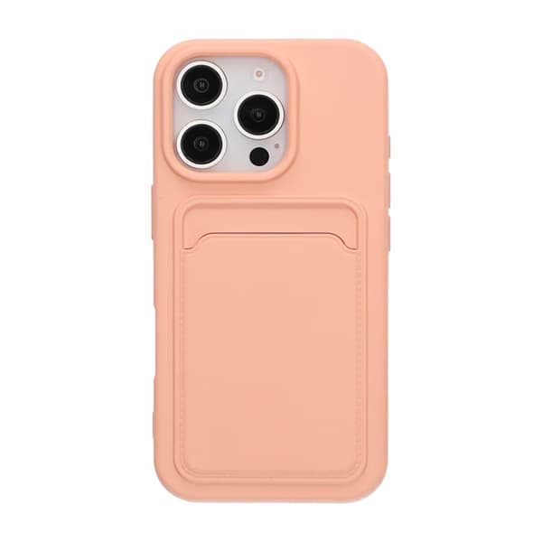 Mobile Case iPhone 16 Pro Max Silicone with Card Holder - Pink