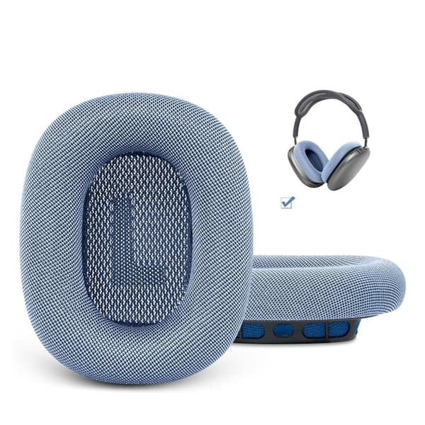 AirPods Max blue mesh silicone earphone covers, one pair