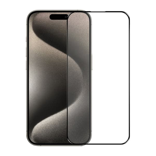 Screen Protector for iPhone 15 Pro – 3D Tempered Glass Black Rv packing no instlation frame