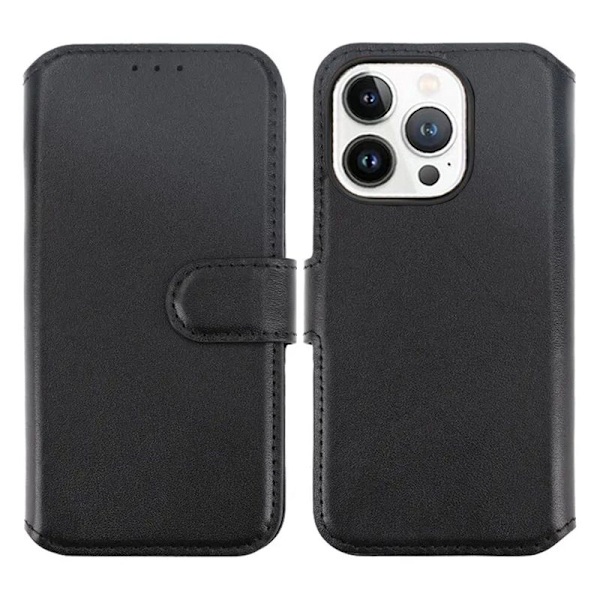 iPhone 15 Pro Plånboksfodral Läder Rvelon - Svart