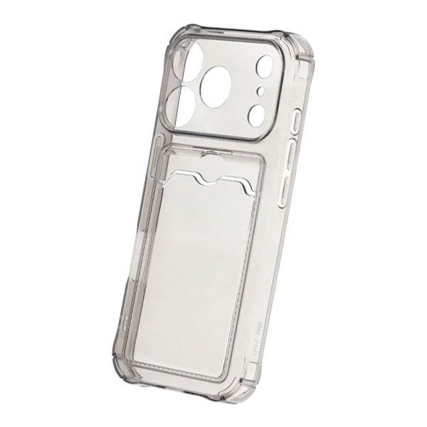 Shockproof Phone Case with Card Holder for iPhone 17 Pro - Black