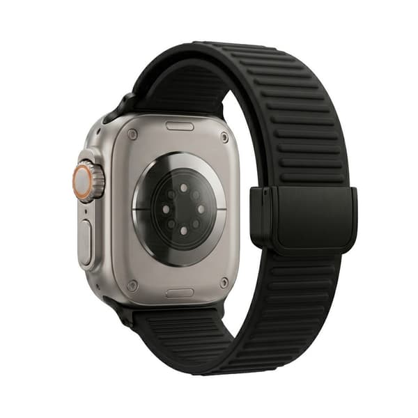 Apple Watch 49/46/44/42mm Silicone Watch Strap Magnetic Clasp - Black