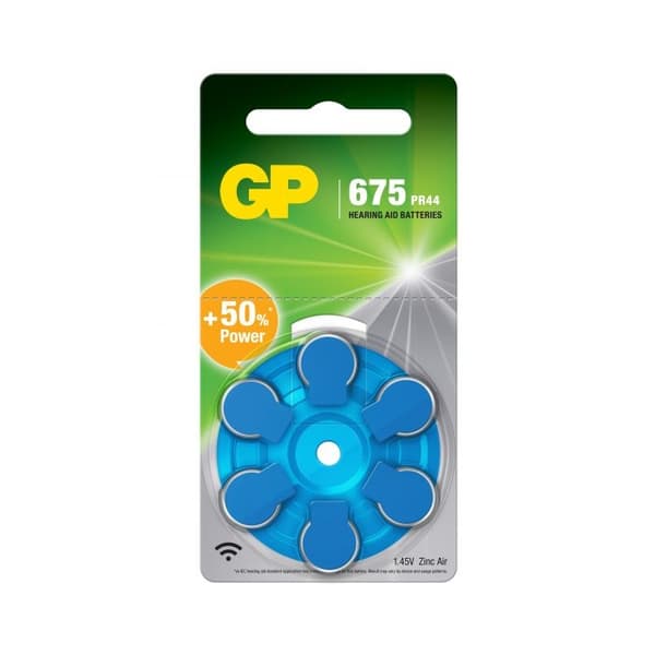 GP ZA 675-D6/ PR44 hearing aid battery - 6 Pack