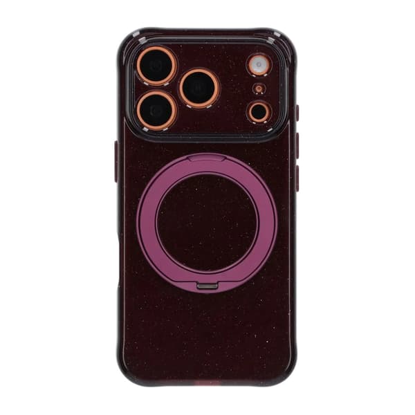 Magic Crystal Airbag Shockproof Magnetic Case with 360° Rotating Stand For iPhone 17 Pro/18 Pro Dark Purple