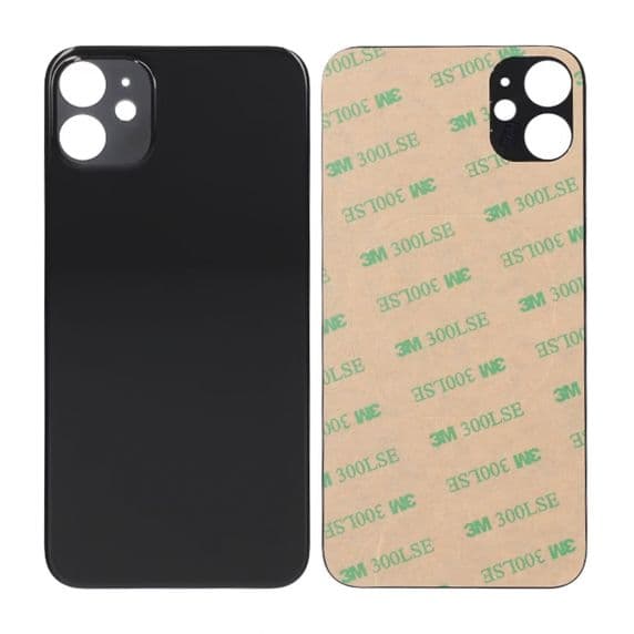 iPhone 11 Baksida Glas med Självhäftande tejp - Svart Svart