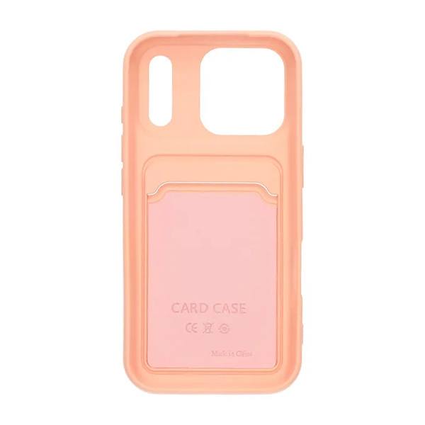 Silicone Mobile Case with Card Holder for iPhone 17 Pro - Pink