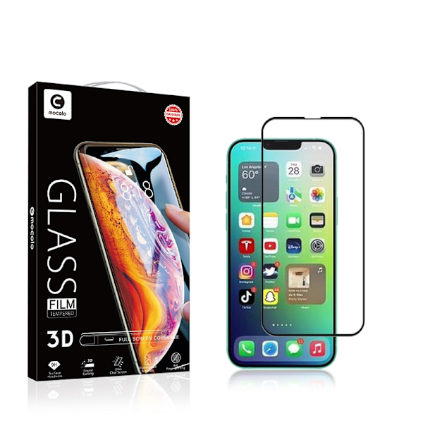 MOCOLO 3D Screen Protector Tempered Glass for iPhone 14 & 13 - Black