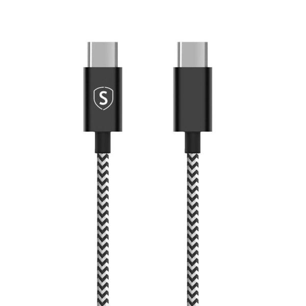 SiGN Skin USB-C till USB-C kabel 2.1A 0,25m - Svart/Vit
