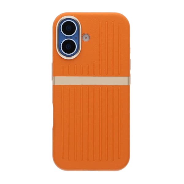 Luggage Spliced Leather Texture Magnetic Phone Case For iPhone 17 Orange
