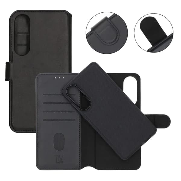 Rvelon Wallet Case Magnet for Samsung S25 Edge - Black