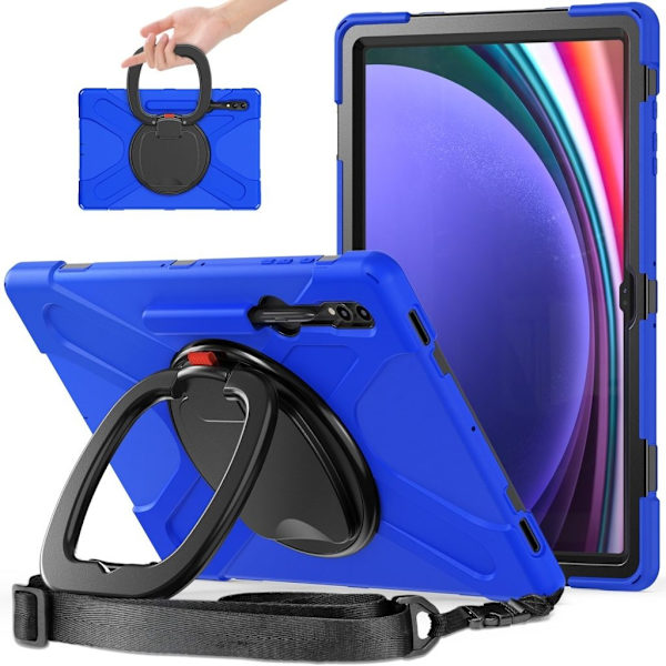 Samsung Galaxy Tab S9 Case with Shoulder Strap - Blue and Black