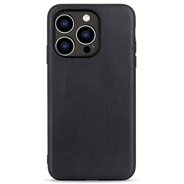 Shockproof iPhone 14 Pro leather case - Black