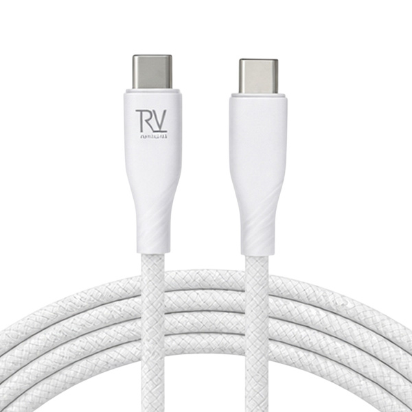 Rvelon USB-C Braided Charging Cable 60W Fast Charging 2m - White